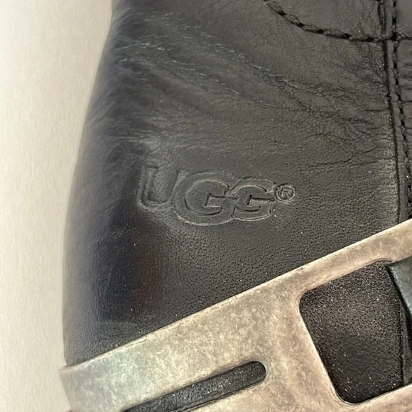 UGG Women's Channing II Boots Leather Sheepskin Sock Liner Black Size 10 - Picture 9 of 14